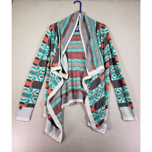 B Sheep Sweater Womens Small Multicolor Open Draped Long Sleeve Knit Cardigan